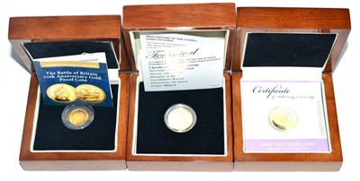 Lot 314 - Tristan da Cunha 3 x Proof Gold Coins: £5 2010 '70th Anniversary of the Battle of Britain'...