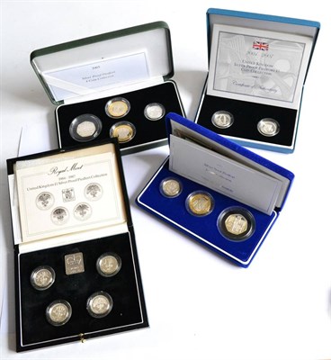 Lot 317 - 4 x Sets of Silver Proof Piedforts comprising: (1) 4 x £1 set 1984-87, rev. national floral...