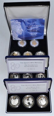 Lot 322 - Commemorative Proof Set 'Queen's 80th Birthday 2006' comprising 5 x sterling silver crowns:...