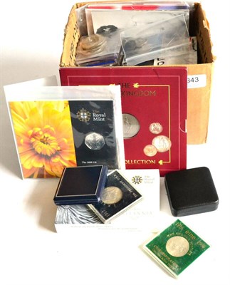 Lot 343 - Miscellaneous Lot including: 4 x UK proof sets 1977, 1992, 1997 & 2002, a BU set 2001, a 1953...