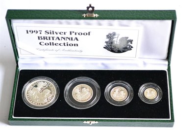 Lot 347 - Britannia 4-Coin Silver Proof Set 1997, comprising £2, £1, 50p & 20p, with cert, in CofI, FDC