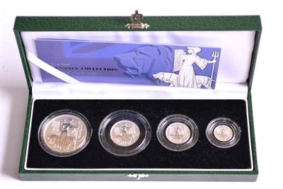 Lot 349 - Britannia 4-Coin Silver Proof Set 2001, comprising £2, £1, 50p & 20p, with cert, in CofI, FDC