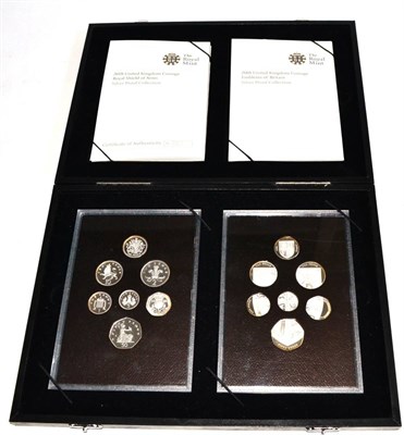 Lot 359 - Double Silver Proof Set 2008, comprising 'Emblems of Britain' & 'Royal Shield of Arms' each 7 coins