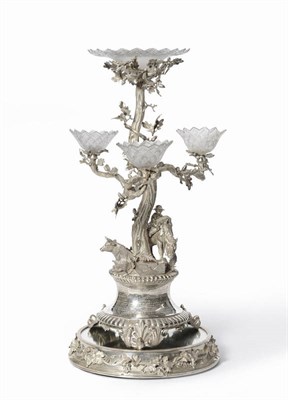 Lot 329 - A Victorian Epergne and Stand, Stephen Smith, London 1865, the circular mirrored plateau...