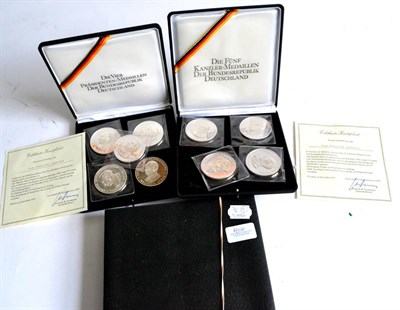 Lot 404 - Germany, 3 x Sets of Commemorative Silver Medals comprising: (1) 'The Five Chancellors of the...