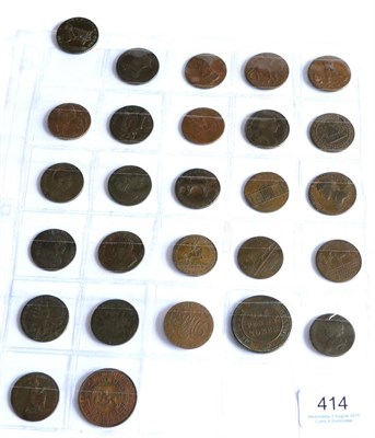 Lot 414 - 23 x 18th Century Halfpenny Tokens comprising: 3 x Lancaster: 1791, 1792 & 1794 (D9-48); Hull...