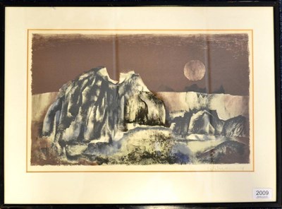 Lot 2009 - Rudolf Weissauer (1924- 1989) German Mountainous Landscape Signed in pencil, aquatint, 28cm by...