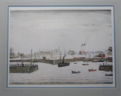 Lot 2017 - After Laurence Stephen Lowry RA (1887-1976)  'The Harbour' Signed in pencil, with the...