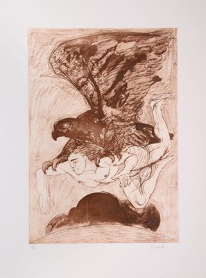 Lot 2042 - Dame Elisabeth Frink RA (1930-1993) Ganymede being abducted by Zeus Signed in pencil and...