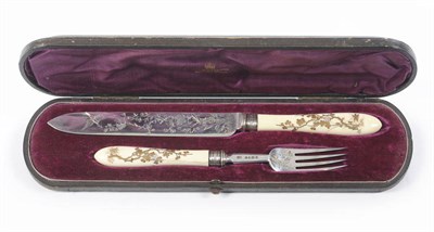 Lot 339 - A Pair of Victorian Cake Servers with Japanese Shibayama Handles, Atkin Bros, Sheffield...