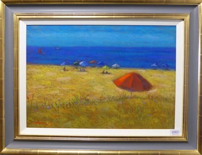 Lot 2063 - John Mackie (b.1955) Beach scene Signed and dated (20)15, pastel, 40cm by 57cm  Provenance:...