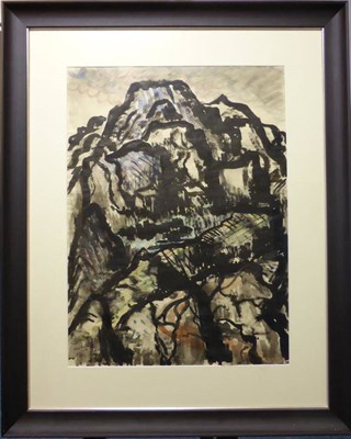 Lot 2070 - John Melville (1902-1986) A Mountainous Landscape Signed and dated (19)54, mixed media, 62cm by...