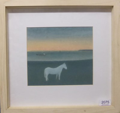 Lot 2075 - Peter Perry (19.50) 'The White Horse' Signed and inscribed verso, pastel, 18.5cm by 21.5cm