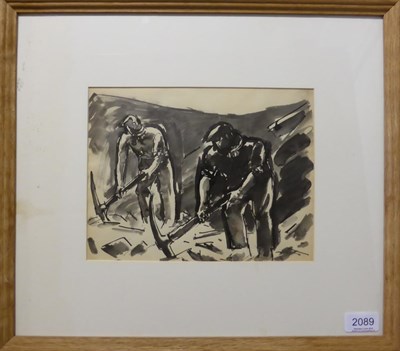 Lot 2089 - Josef Herman RA (1911-2000) Two stonebreakers Signed and dated 1957 to the reverse, mixed...