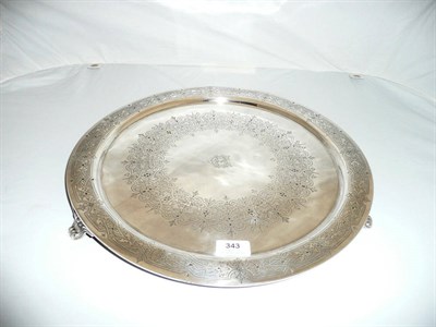 Lot 343 - A Victorian Salver, Martin, Hall & Co, London 1873, circular, raised on three reeded shell...