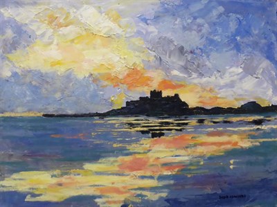Lot 2113 - David Edwards (Contemporary) 'Bamburgh at Sunset' 2009  Signed, acrylic on board, 30.5cm by 40.5cm