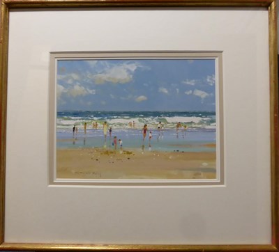 Lot 2122 - Robert King RSMA, RI (b.1936) 'Beach in Summer' Signed, oil on board, 23cm by 30cm  Provenance:...