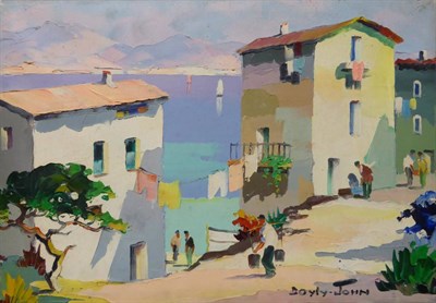 Lot 2145 - D'oyly John (1906-1993) 'Italian Lake' Signed, oil on canvas, 25cm by 36cm (unframed)