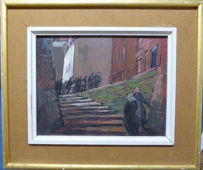 Lot 2168 - Eric Taylor (1909-1999) 'Staithes Funeral' Signed and dated (19)68, inscribed verso, oil on...