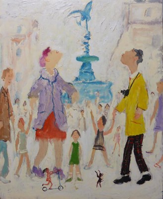Lot 2171 - Simeon Stafford (b.1956) Figures before a fountain Signed and dated (20)03, oil on board, 51cm...