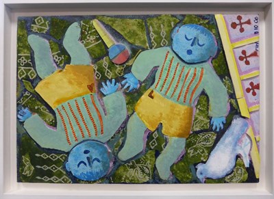 Lot 2177 - Mick Wilson (Contemporary) Babies with Dove Initialled and dated 8.10.06, acrylic and 3D cut...