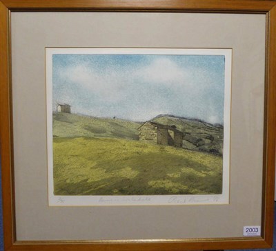 Lot 2003 - Piers Browne (b.1949) 'Barn in Swaledale' Signed in pencil and dated (19)76, inscribed and numbered