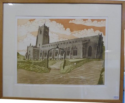 Lot 2013 - John Brunsdon ARA, RE (b.1933) 'Blythburgh Church and Gate' Signed in pencil, inscribed and...