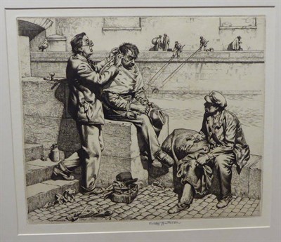 Lot 2019 - Stanley Anderson RA RE (1884-1966) 'The Fallen Star' (The Haircut & The Street Barber) Signed...