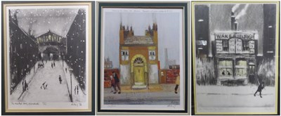 Lot 2024 - After Harold Riley (b.1934) 'The Yellow Door' Signed in pencil and numbered 385/550, a colour...