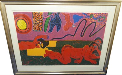 Lot 2053 - Guillaume Cornielle (1922-2010) Belgian  Reclining nudes in a tropical landscape Signed and...