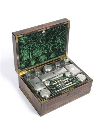 Lot 360 - A George IV Silver Mounted Dressing Table Set in Travelling Case, Archibald Douglas, London...