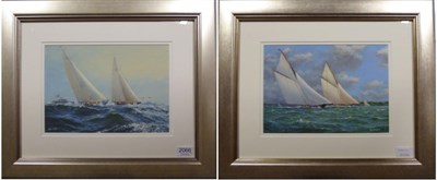 Lot 2066 - Stephen Reynard (b.1947) 'Britannia and Vigilant' 'Ranger and Endeavour II' Each signed, oil on...