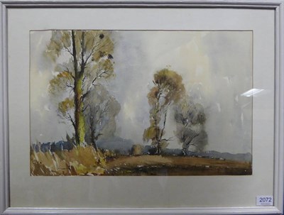 Lot 2072 - Edward Wesson RI, RBA, RSMA (1910-1983) 'Field by East Shalford Lane, Guildford' Signed,...