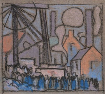 Lot 2080 - Claude Rowberry (1896-1962) 'Mining Disaster' Mixed media, 12.5cm by 14cm  See illustration...