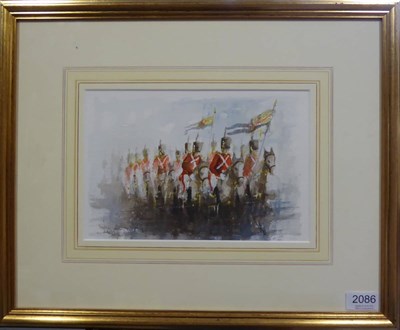 Lot 2086 - Ben Maile (b.1922) Troop of soldiers mounted on horseback Signed, pencil and watercolour,...