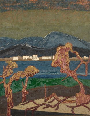 Lot 2101 - Josselin Bodley (1893-1974) 'Mountain Bay' Signed, inscribed and dated 1959 verso, oil on...