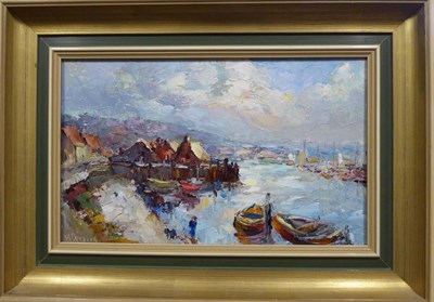 Lot 2118 - Valter Berzins (1925-2009) Latvian 'Whitby, North' Signed, oil on board, 25cm by 40cm   Provenance