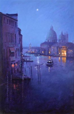 Lot 2133 - Peter Wileman PPROI RSMA EAGMA FRSA (b.1946) Evening on the grand canal, Venice Signed, oil on...