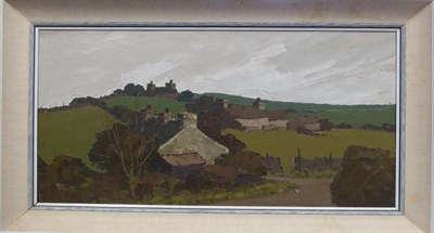 Lot 2140 - Tom Gerrard (1923-1976) Welsh 'Talwrn' Signed, inscribed verso, oil on board, 39cm by 79cm...