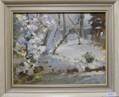 Lot 2141 - Edward Wesson RI, RBA, RSMA (1910-1983) 'The Artist's Garden' Inscribed verso, oil on board, 34.5cm