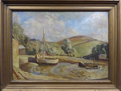 Lot 2147 - Allan Walton (1892-1948) 'On the Dart' Signed, inscribed verso to artist's label, oil on board,...