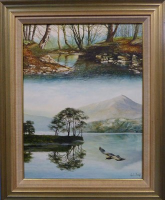 Lot 2149 - Neil Simone (b.1947)  'Inner Reflections' Signed, inscribed verso, oil on board, 44cm by 34cm...