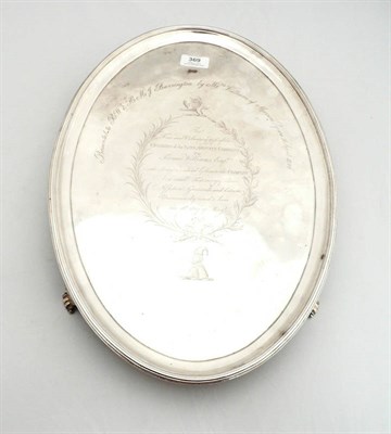 Lot 369 - A George III Irish Salver, John Stoyte, Dublin 1796, oval, with reeded rim and raised on four...