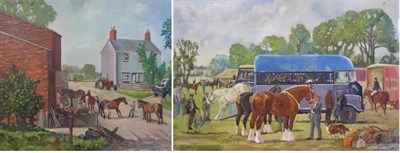 Lot 2167 - Tom Byrne (20th/21st century) 'Shires at Croston Show' Signed and inscribed verso, oil on...