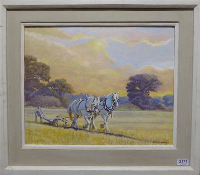 Lot 2171 - Martin Hayward-Harris (b.1959) 'Shires at Sunset, Binfield Heath Ploughing Match' Signed and...