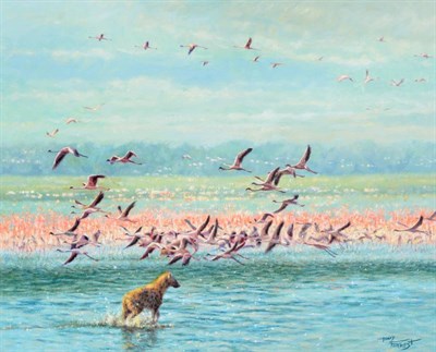 Lot 2172 - Tony Forrest (Contemporary) 'Lake Nakuru' Signed, oil on board, 40cm by 50cm  See illustration...