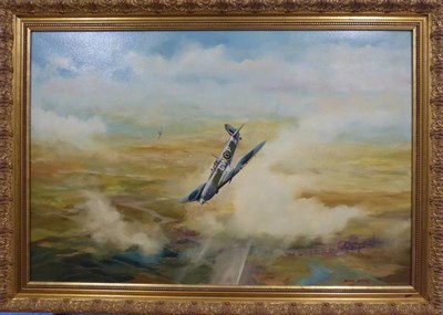 Lot 2179 - Dion Pears (1929-1985)  'Spitfire of 340 Squadron, Biggin Hill February 1943' Signed, inscribed...