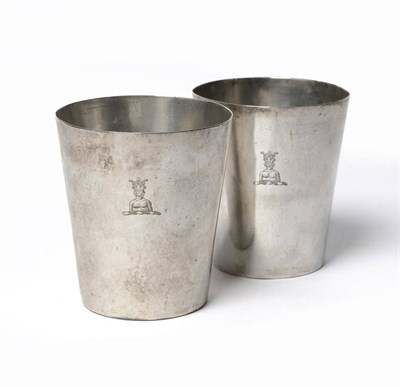 Lot 372 - A Pair of George III Goblets, Hampston & Prince, York 1787, of plain tapering form, crested,...