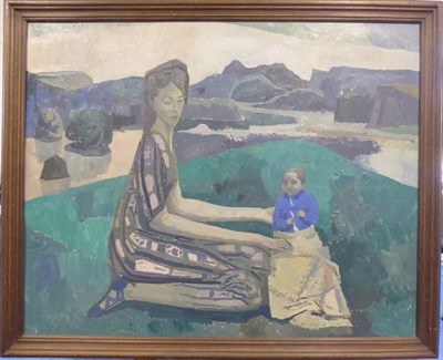 Lot 2191 - W J Taylor (20th century) 'Mother and Child' Signed, inscribed verso and dated 1952, oil on...