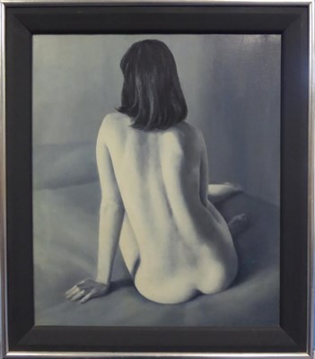 Lot 2200 - Francis Kelly (1927-2012) American 'Grey', Seated nude Signed, inscribed verso, oil on canvas, 64cm